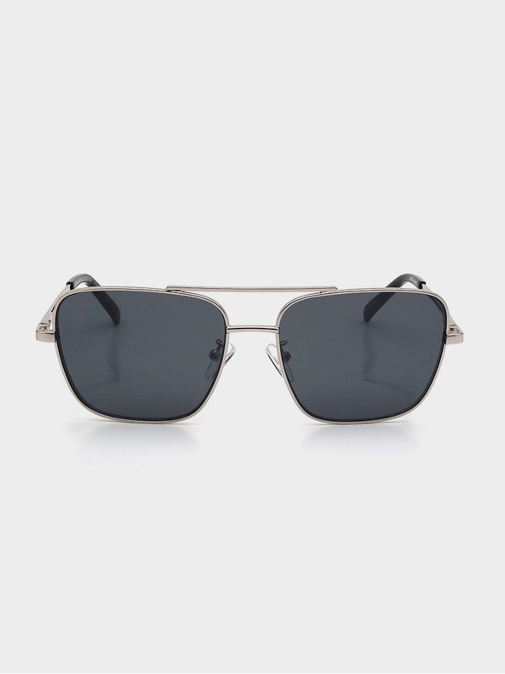 Le Specs Hercules 57mm Aviator Sunglasses Silver Squared Metal Frame